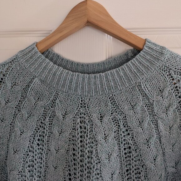 American Eagle cable knit crew neck sweater mint green size small - Picture 3 of 16
